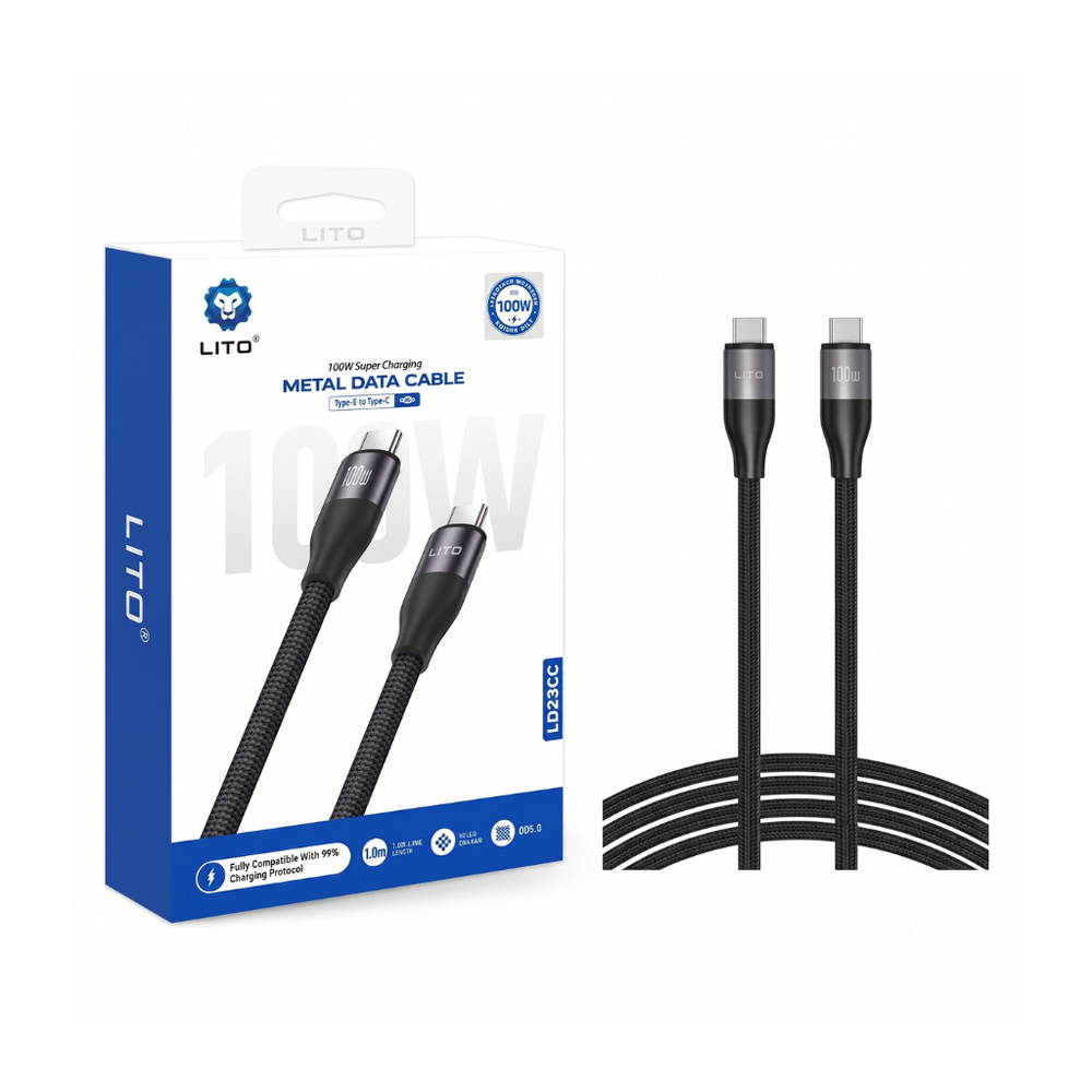 100W Braided C-to-C Data & Charge Cable
